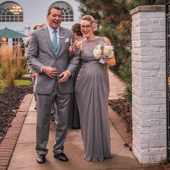 david's bridal grey bridesmaid dress